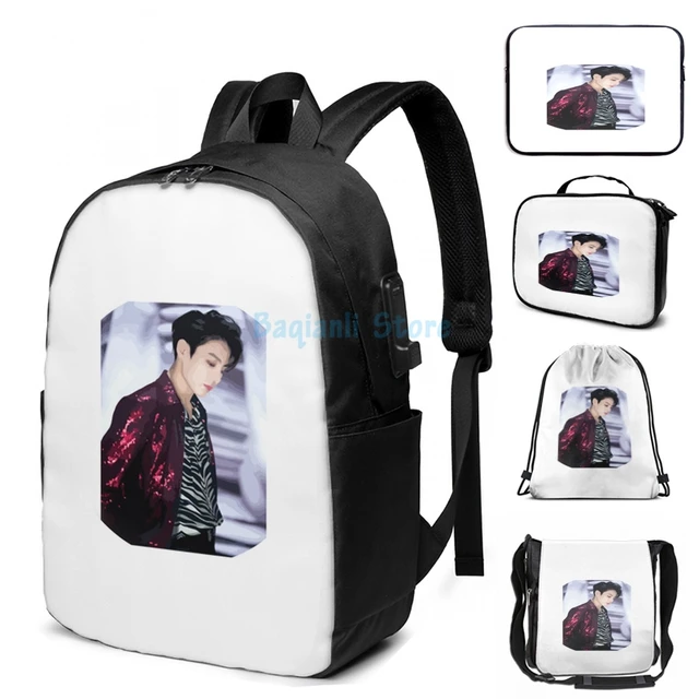 Funny Graphic print Jungkook Fake Love USB Charge Backpack men