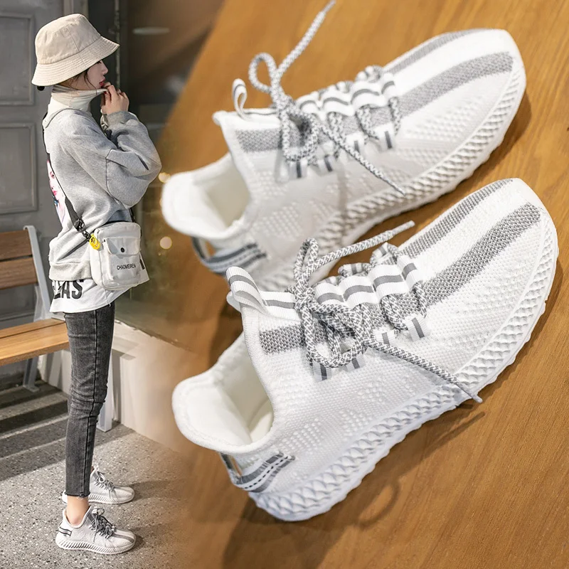 Women's Sneakers Student White Shoes Women Casual Shoes Fashion Mesh Walking Shoes Women Vulcanize Shoes Popular Low Brand Shoes