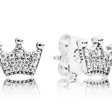 Оригинальные 925 пробы серебряные серьги, Заколдованная корона, сережки-гвоздики с кристаллами для женщин, свадебный подарок, модное ювелирное изделие