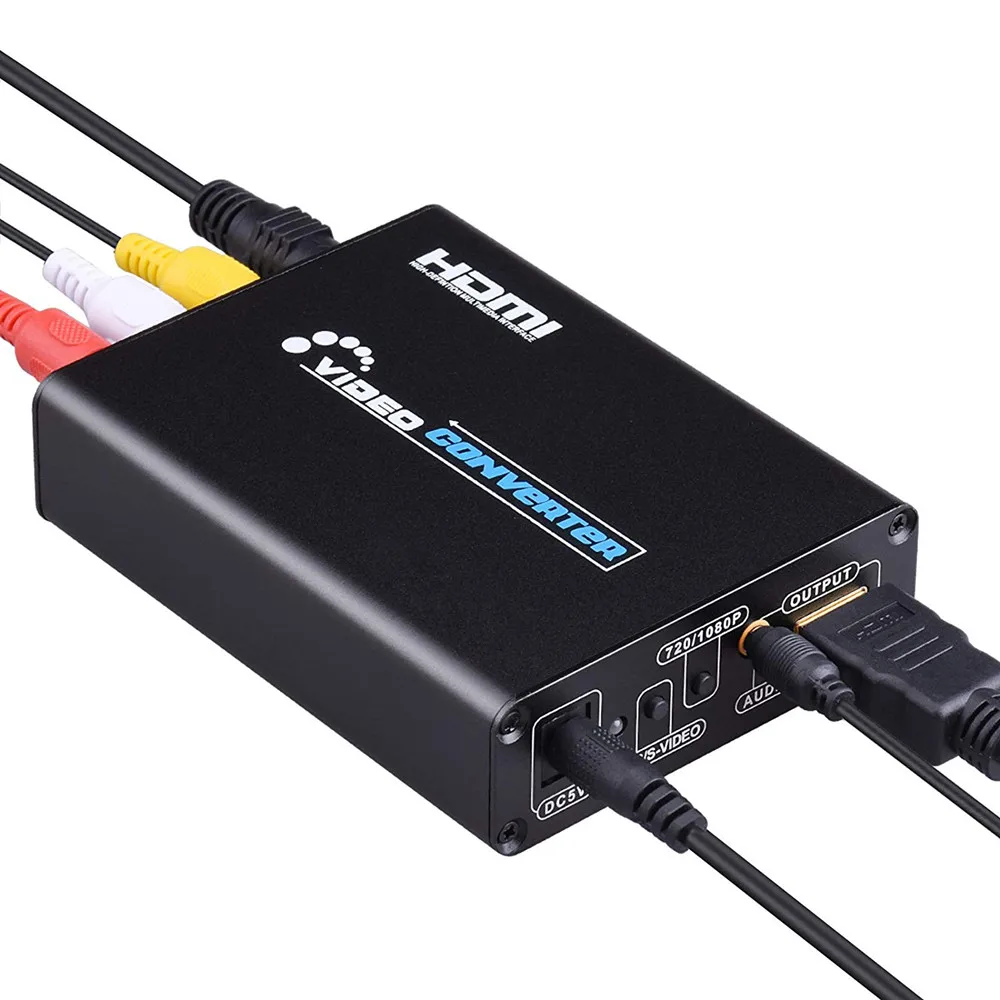 Microphone Adapter 3RCA AV CVBS Composite S-Video R/L Audio to HDMI Converter Adapter Support 720P/1080P for PS2 PS3 NES SNES Nintendo 64 HDTV