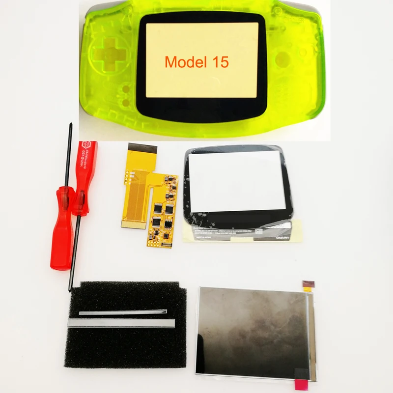Clear yellow DIY ips GBA ЖК-экран 10 уровней высокой яркости подсветки для kingd Gameboy Advance консоль V2 версия с предварительно вырезанным корпусом - Цвет: Clear yellow