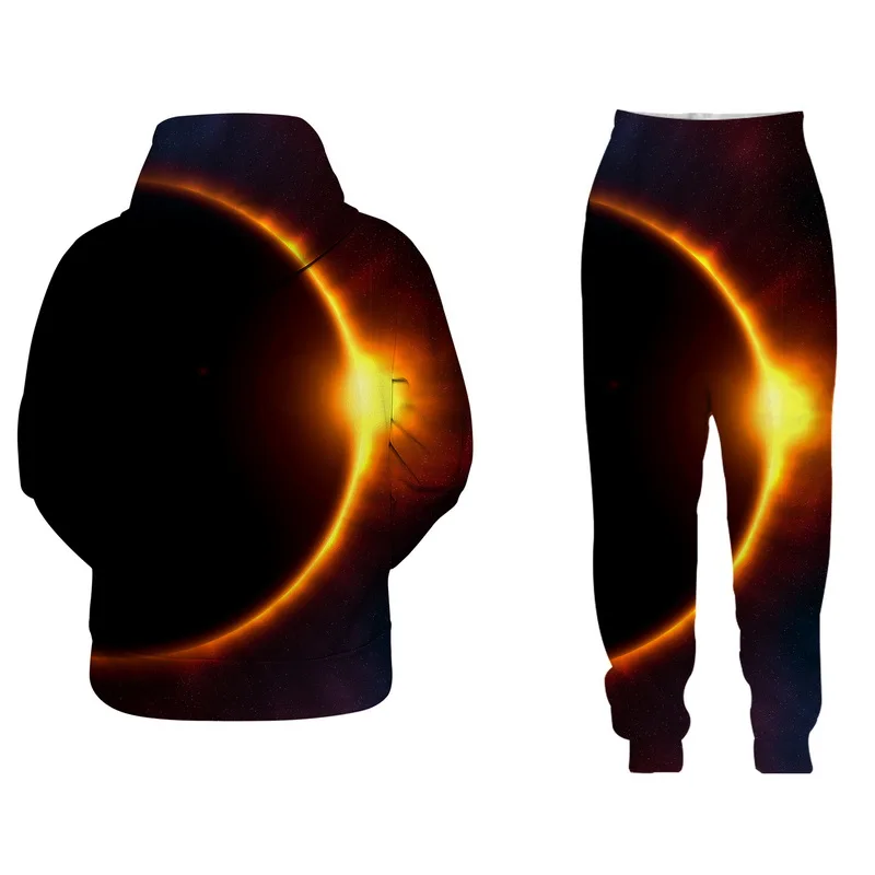 027 Black and Glod EAnvog парные одинаковые комплекты из 2 предметов одежда звезды комплект для мужчин и женщин осенние толстовки с капюшоном пуловер Топы+ брюки - Цвет: 027 Black and Glod