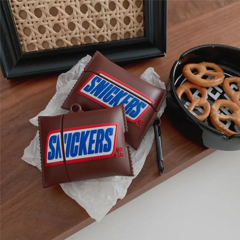 Забавный чехол для наушников с шоколадной арахисовой пищей 3D Snickers Apple Airpods Pro 1 2 3