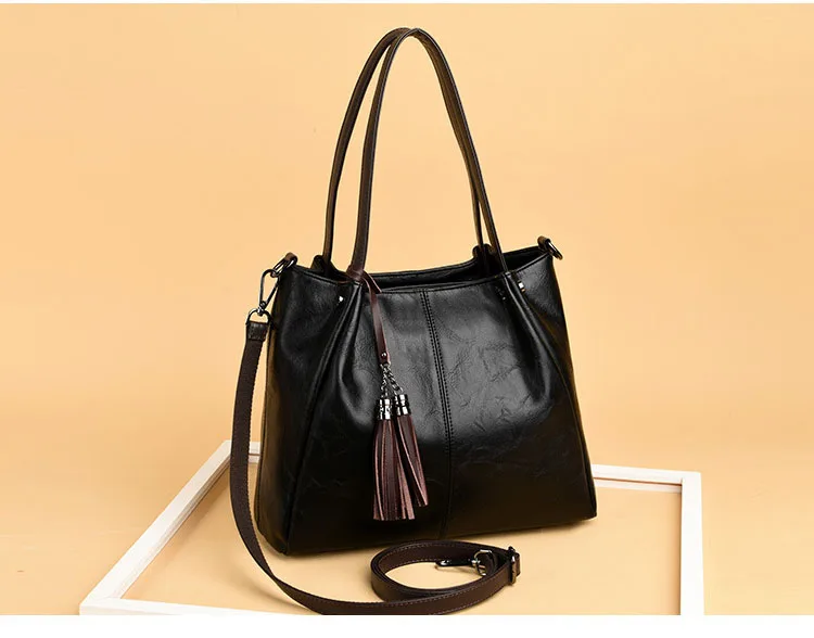 Большая кожаная сумка через плечо, женские сумки, сумка-тоут, Ретро стиль, с кисточками, Китай, женские ручные сумки для женщин, bolsa feminina