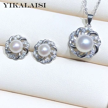 

YIKALAISI 925 Sterling Silver Jewelry Pearl sets 2020 Fine Natural Pearl jewelry6-6.5mm/8-9mm sets For Women wholesale