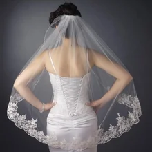 Свадебные вуали 1 слой Белая/слоновая кость длина кончиков пальцев кружевная вуаль Фата невесты с гребнем