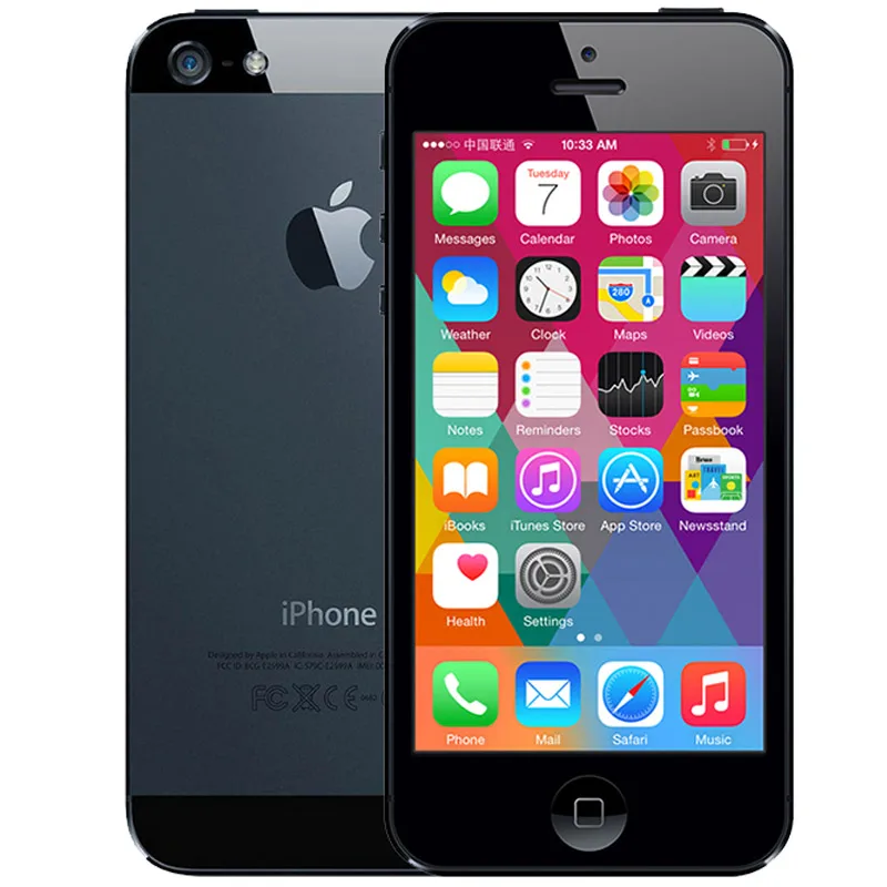 Black Aррle iрhone 5 IOS смартфона 16/32/64GB Встроенная память 4," 8MP WI-FI gps Bluetooth 1,3 ГГц отпечатков пальцев разблокированная для б/у мобильных телефонов - Цвет: Black