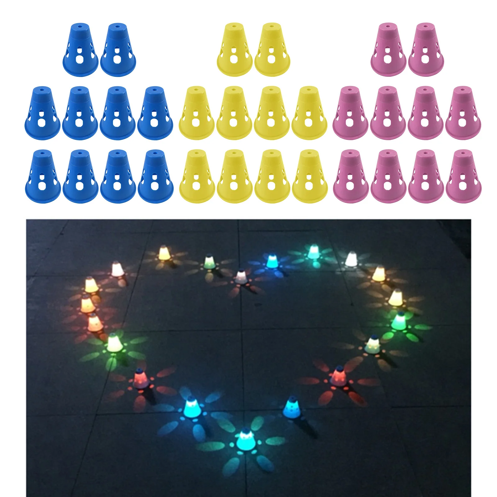 10x Plastic LED Skating Cones Skate Training Marker Pile Cups  Decor