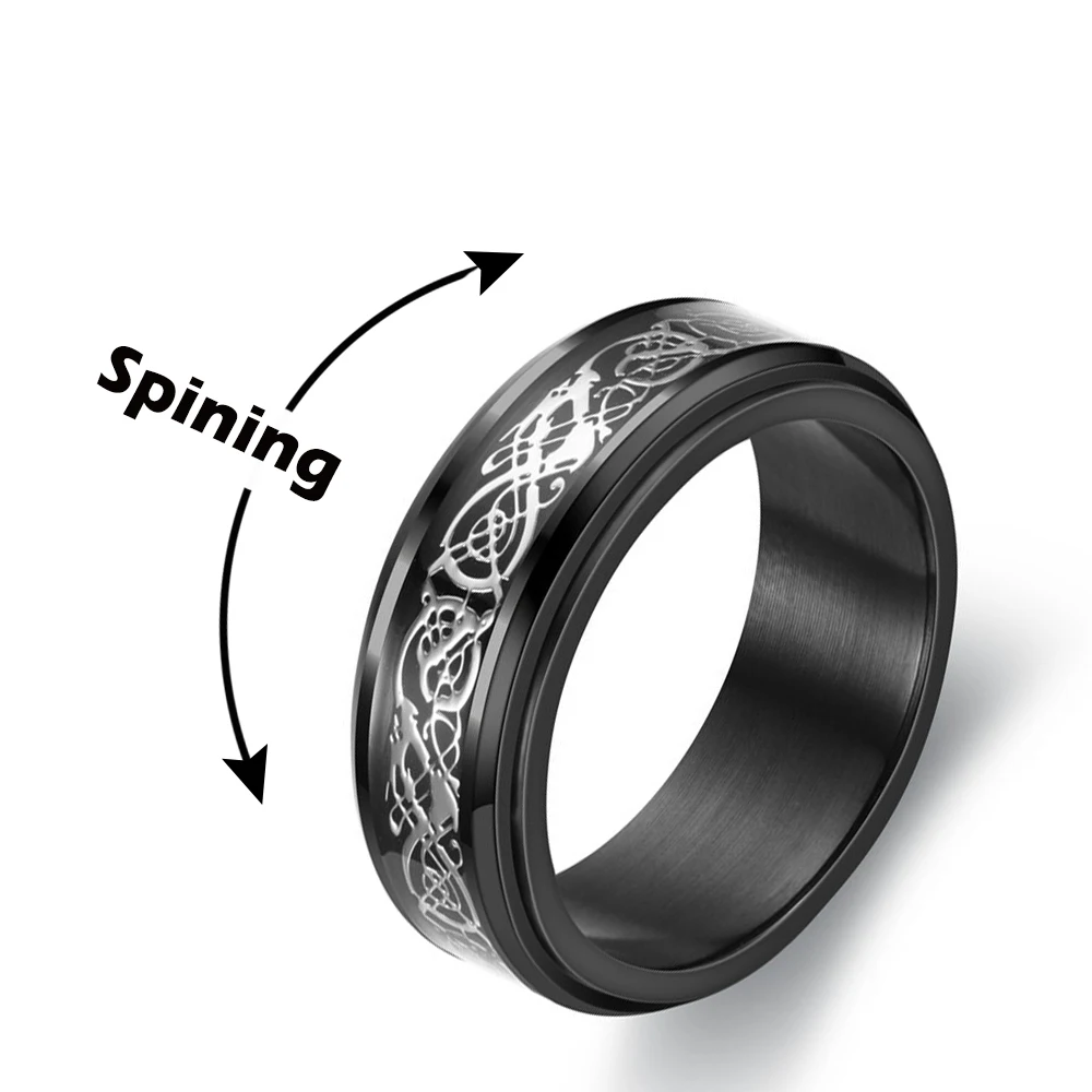 Anxiety Ring Fidget Spinner Rings For Women Stainless Steel Rings Fidgets Rotate Freely Anti Stress Accessories Men's Jewelry 5