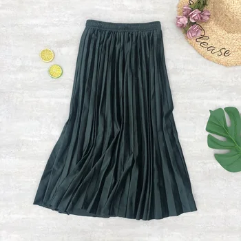 

2020 Autumn & Winter New Arrival Korean High Waist Solid Color Pleated Skirt A-line Skirt Over The Knee Skirt Free Shipping