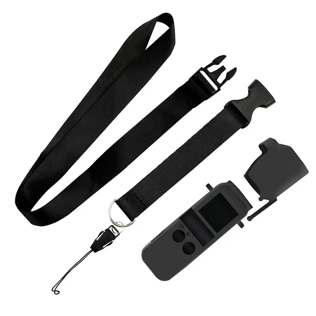 Для DJI OSMO Pocket Gimbal camera силиконовый защитный чехол пылезащитный чехол против потери портативная мягкая вешалка регулируемый ремень - Цвет: Черный
