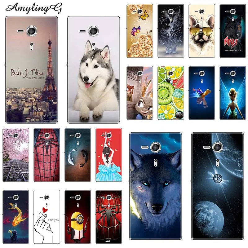 Мягкие чехлы для sony Xperia SP M35 M35h M35C C5303 C5306 C5302 чехол с принтом(розы); волк милый чехол-крышка с узорами чехол для телефона чехол Fundas Para