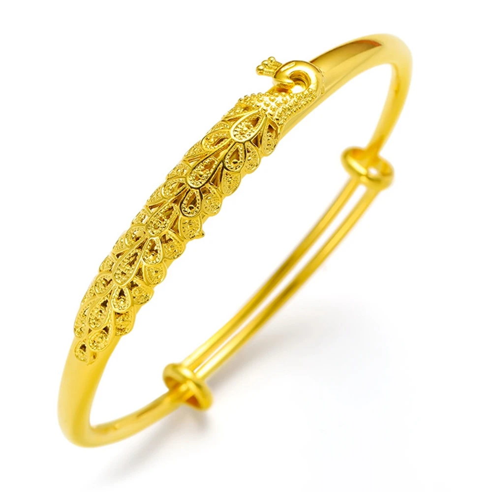 

Adjust Peacock Bangle Vivid Design Yellow Gold Filled Classic Womens Bangle Bracelet Wedding Party Birthday Gift