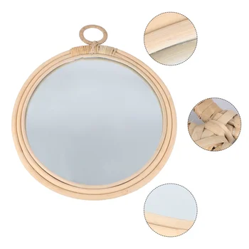 

1PC Willow Woven Mirror Woven Ornamental Mirror for Home Dorm Wall