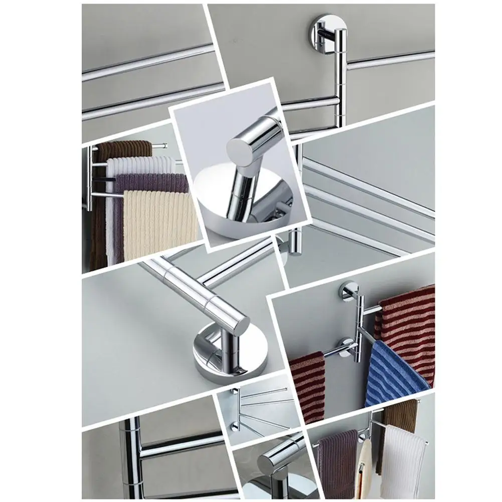 Stainless Steel Towel Bar Rotating Towel Rack Bathroom Kitchen Wall-mounted Polished Rack Holder Hardware Accessory