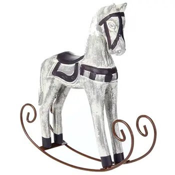 

Modern Europe Style Trojan Horse Statue Wedding Decor Wood Horse Retro Home Decoration Accessories Rocking Horse Ornament Gifts