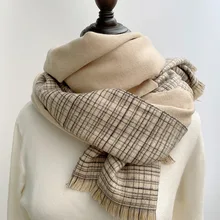 

New Winter Plaid Tassel Warm Scarf for Women Soft Cotton Shawl Wrap Thicken Blanket Couple Scarves Female Foulard Neck Bandana