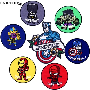 

Nicediy Avengers Patch Embroidery Iron On Patches For Clothes Cartoon Hero Stripes Patch For Kids Stickers Robot Badge Washable