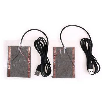 

2pcs Protable USB Heater Winter Fiber Heater Carbon Electric Heated Jacket Cushion Warm Plate For Shoes Golves Mouse Pad 8*10cm