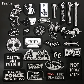 

Prajna Punk Patch Iron On Patches On Clothes Embroidered Patches For Clothing Zipper Fish Badges Apparel Accessories Patches DIY