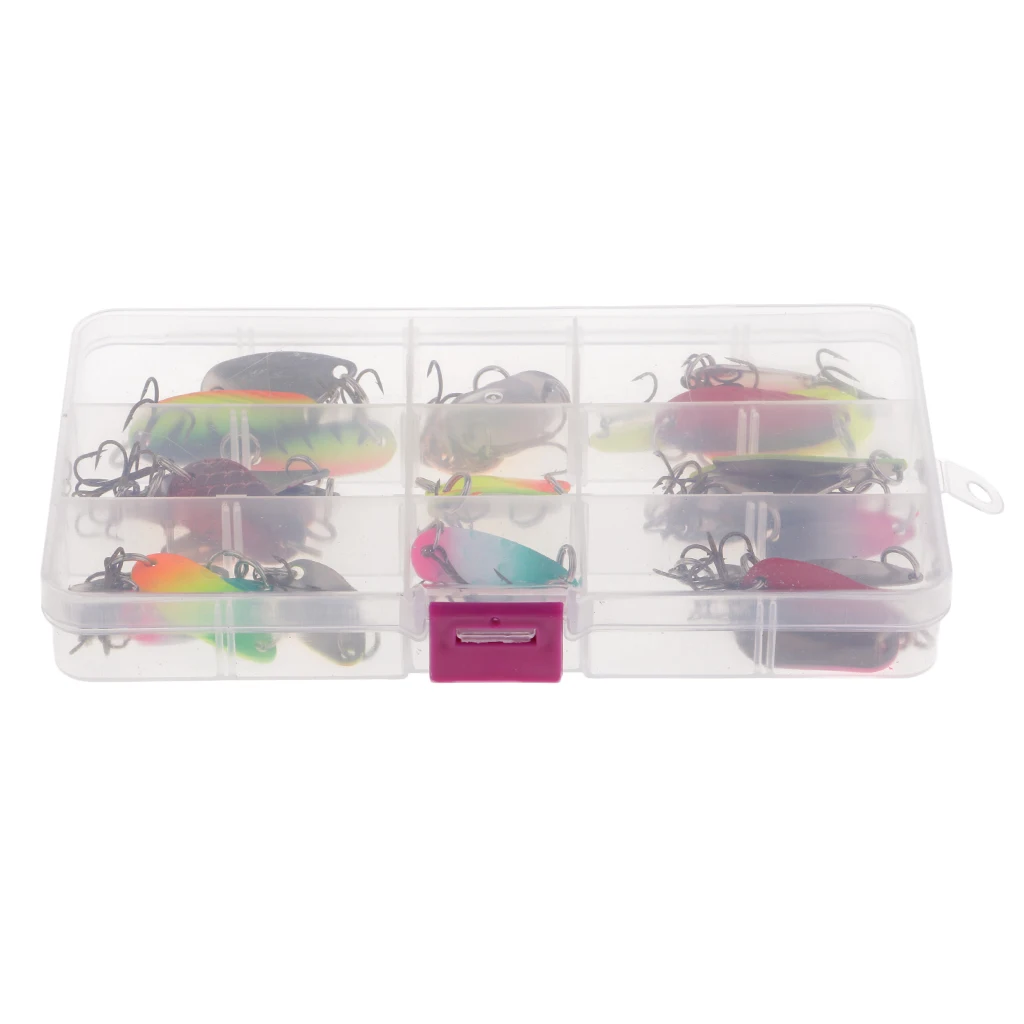 30pcs Spoon Fishing Lures Bass Trout Salmon Lure Metal Bait Spinner Baits