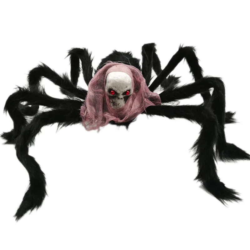 New Halloween Decorative Supplies Novelty Skull-spider Ornament for Bar KTV Decoration Foam Iron Wire Plush Fiber - Цвет: A2