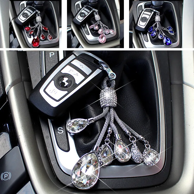 

Car Keychain Pendant Crystal Rings Couples Falling Creative Key Chain Key Ring Women Bag Car Gifts Trinket