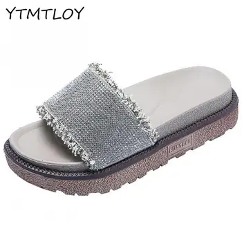 

Rhinestone Women Slippers Flip Flops Summer Slides Women Shoes Crystal Bling Beach Slides Casual Shoes Slip On Summer 2020