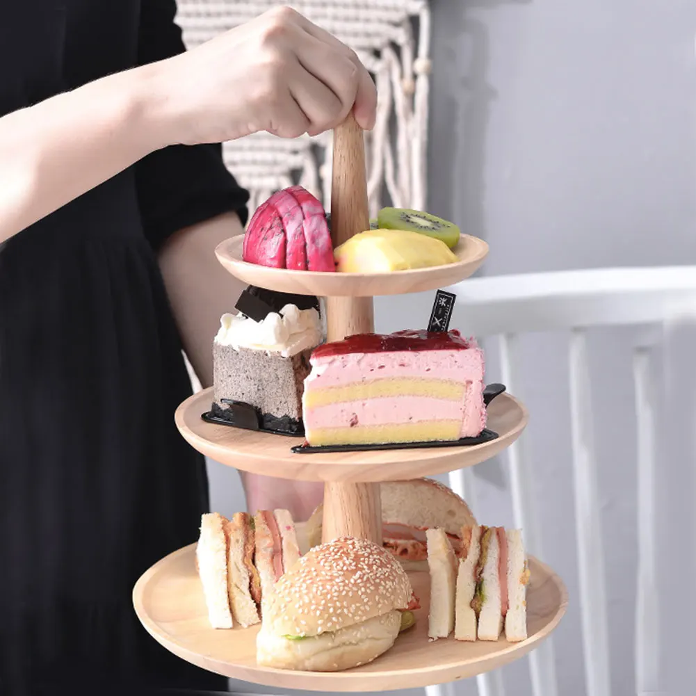 Three Layers 1 Съемная декоративная поднос для хранения закусок деревянная еда многослойный держатель для гостиной тарелка для фруктов конфет Органайзер кухонный круглый - Цвет: Three Layers 1