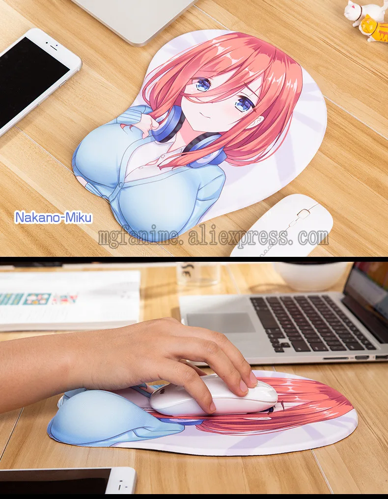 MGF Nakano Miku 3D силиконовый коврик для мышки с аниме персонажем для девочек подставка для запястья коврик для мыши Quintuplets коврик для мыши