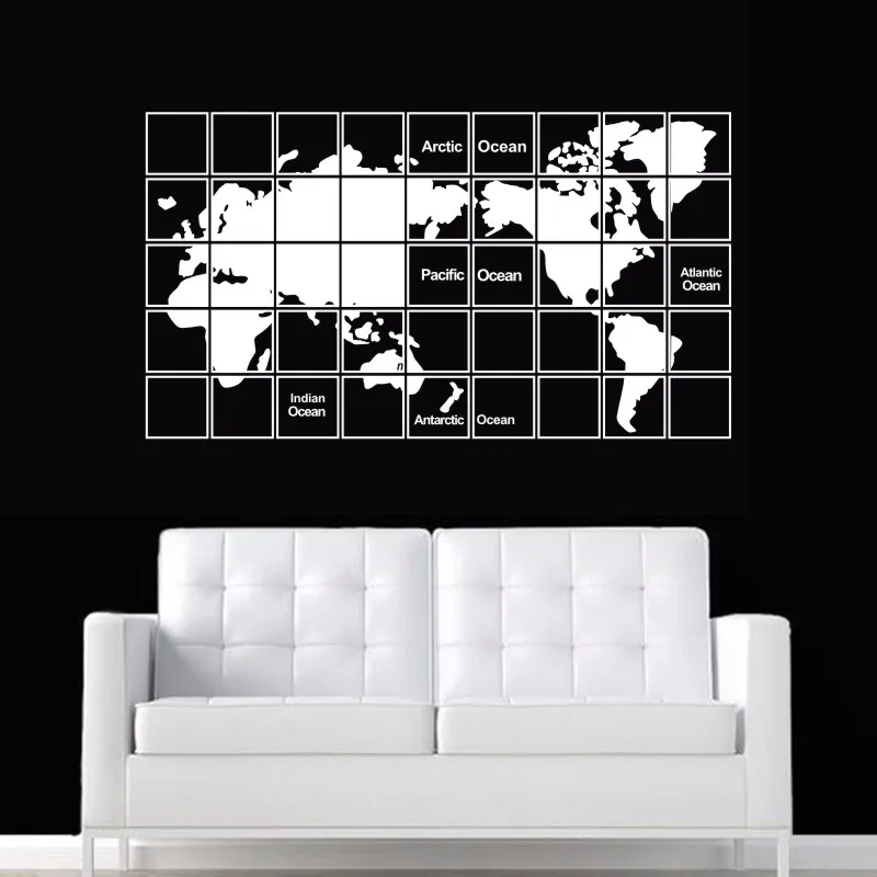 Dctal World Map Sticker Decal Posters Coffee Shop Vinyl Wall Car Decals Pegatina Decal Decor Mural Map Sticker