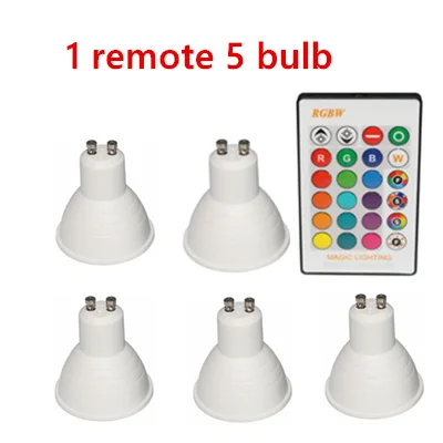 16 цветов затемнения RGB светодиодный светильник 110 В 220 в GU10 8 Вт лампада Светодиодная лампа RGBW прожектор GU 10 Bombillas светодиодный свет с пультом дистанционного управления - Испускаемый цвет: 1 remote 5 bulb