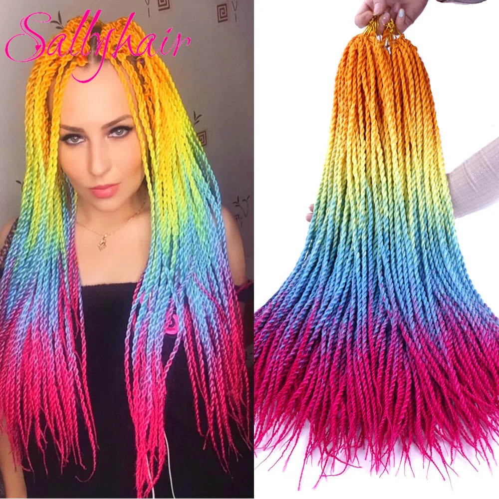 Senegalese Twist Hair Sallyhair 24inch 20 Strands Ombre Color Senegal Twist Braids Hair Extensions High Temperature Synthetic Crochet Braiding Hair