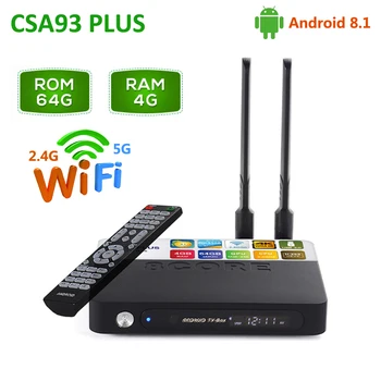 

CSA93 Plus tv box 4GB 64GB 10M/100M 2.4G 5G Dual Band WIFI Bluetooth Android 8.1 RK3328 Quad Core 4k HD USB 3.0 Smart Tv Box