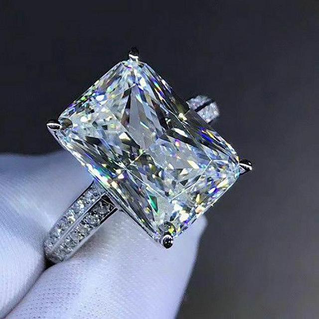 Diamond Rings For Women Zircon Charms Bridal White Gold Engagement Promise Ring Trendy Korean Marriage Jewelry Wholesale
