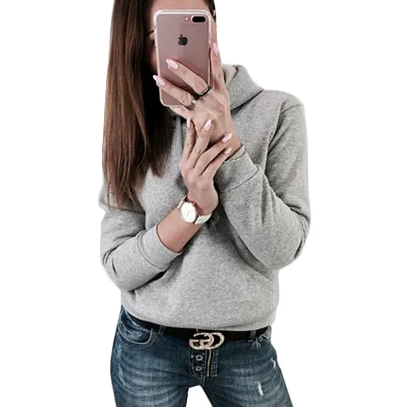 Gray Hoodie 1Pc Осенний спортивный костюм с длинным рукавом, утолщенные толстовки с капюшоном, комплект из 2 предметов, повседневный спортивный костюм, женский спортивный костюм - Цвет: Gray Hoodie 1Pc