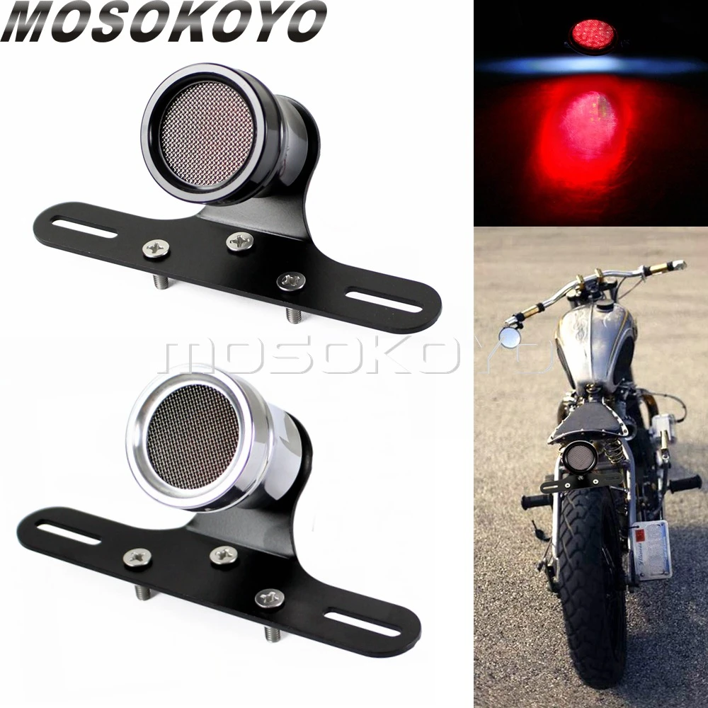 Brass Grilled LED Brake Tail Light License Plate Lamp For Cafe Racer Bobber HOT Brass Grilled LED Brake Tail Light License Plate Lamp For Cafe Racer Bobber HOT