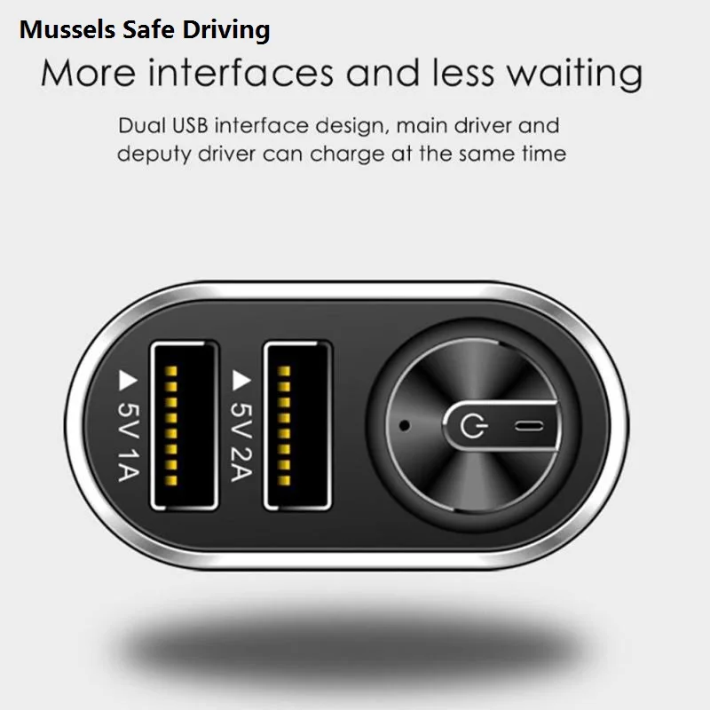 Бесплатный образец Bluetooth наушники для безопасного вождения с одним наушником для iPhone MI Dual USB Автомобильное зарядное устройство беспроводная гарнитура