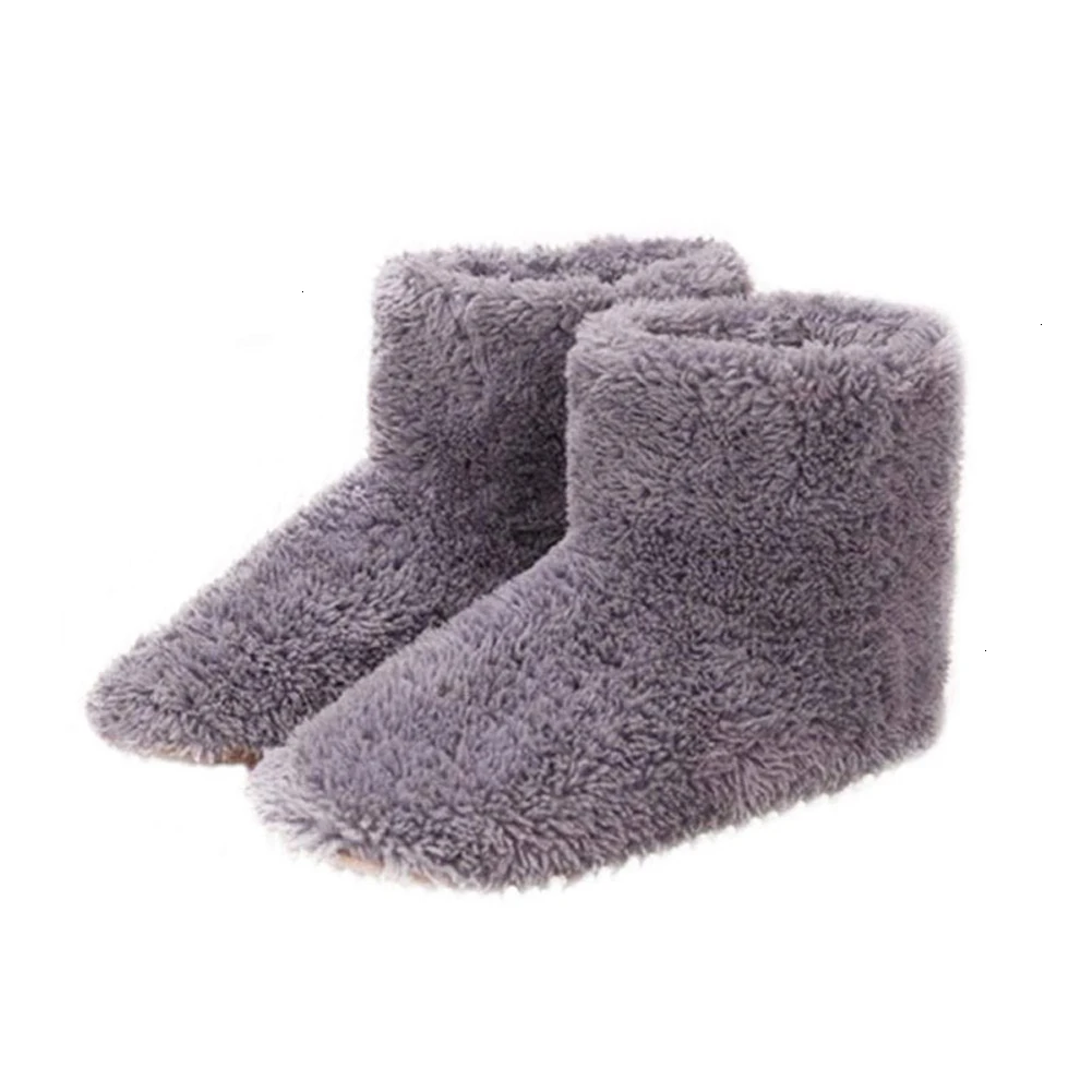 Теплые плотные сланцы с USB подогревом; Теплая обувь для ног; зимняя теплая подкладка; теплые удобные стельки; 1 пара - Цвет: Gray