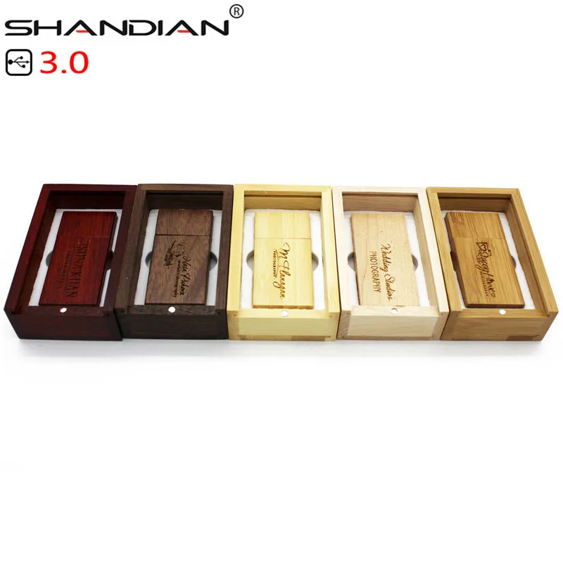 SHANDIAN USB 3 0 деревянный usb с коробкой флэш накопитель ручка драйвер дерево чипы pendrive