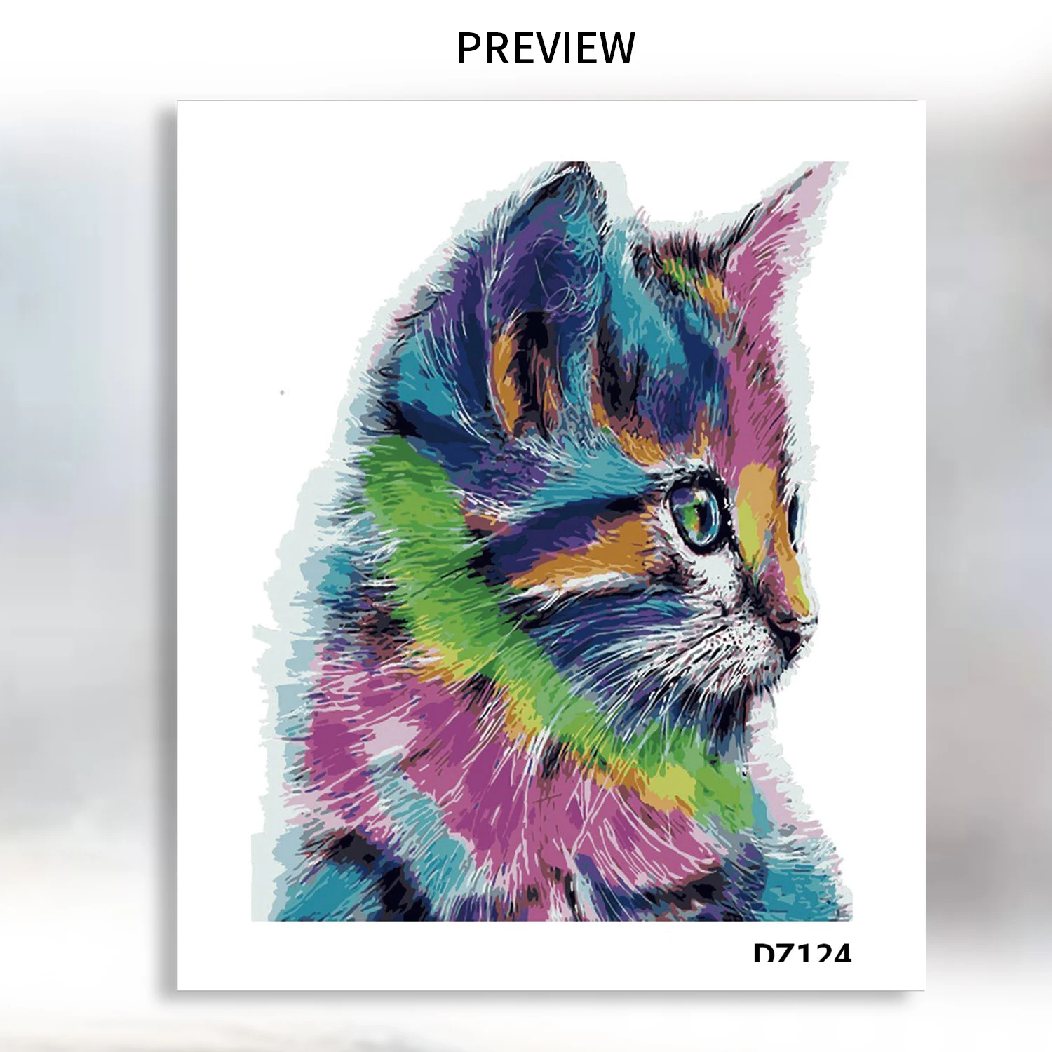 Frameless Abstract Cat Animal DIY Painting By Numbers Acrylic Paint On Canvas Drawing Paint By Numbers Unique Gift On Wall