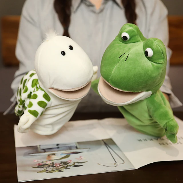 The soothing doll on the hand puppet set new product ventriloquist animal mouth movable plush hand-controlled puppet can open mo 3