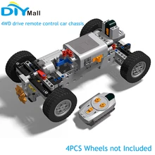 Legoeds – châssis de voiture technique à quatre roues motrices, briques, télécommande IR, récepteur M, servomoteur, boîte à piles AA pour legoeds