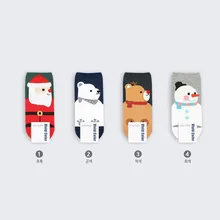Женские рождественские короткие носки с изображением снеговика и медведя из мультфильма; теплые хлопковые уличные носки в стиле Харадзюку; модные повседневные забавные счастливые носки; сезон осень-зима