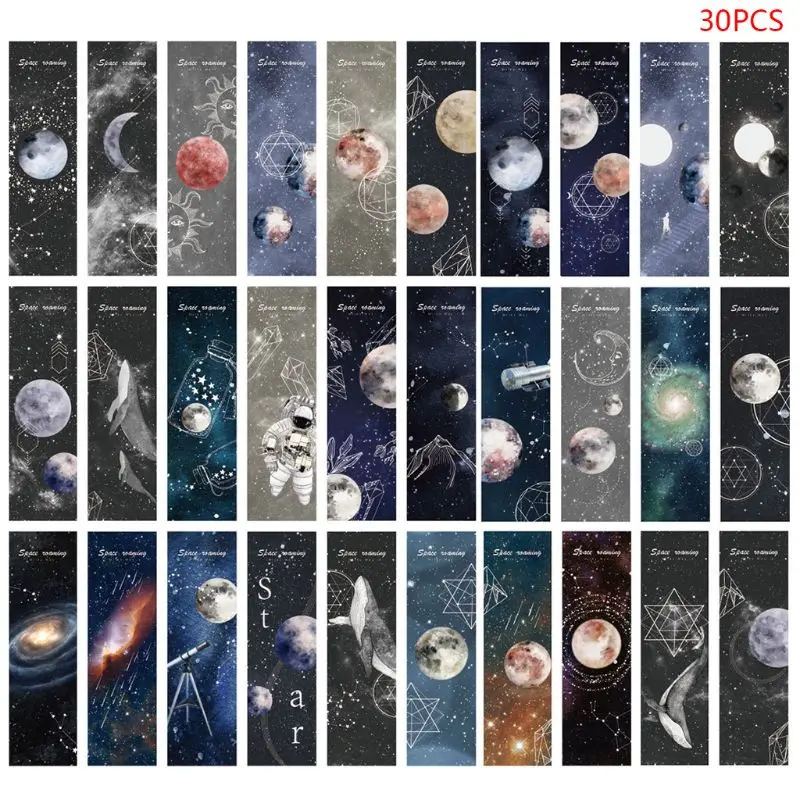 

30pcs/set Planet Pattern Paper Bookmarks Page Notes Label Message Card Book Marker School Supplies Stationery