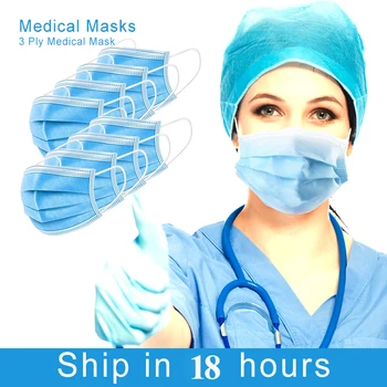 

Fast Delivery Disposable Face Mouth Mask маска медицинская 3-Ply Protective Non-woven Disposable Surgical Mask Mascarillas