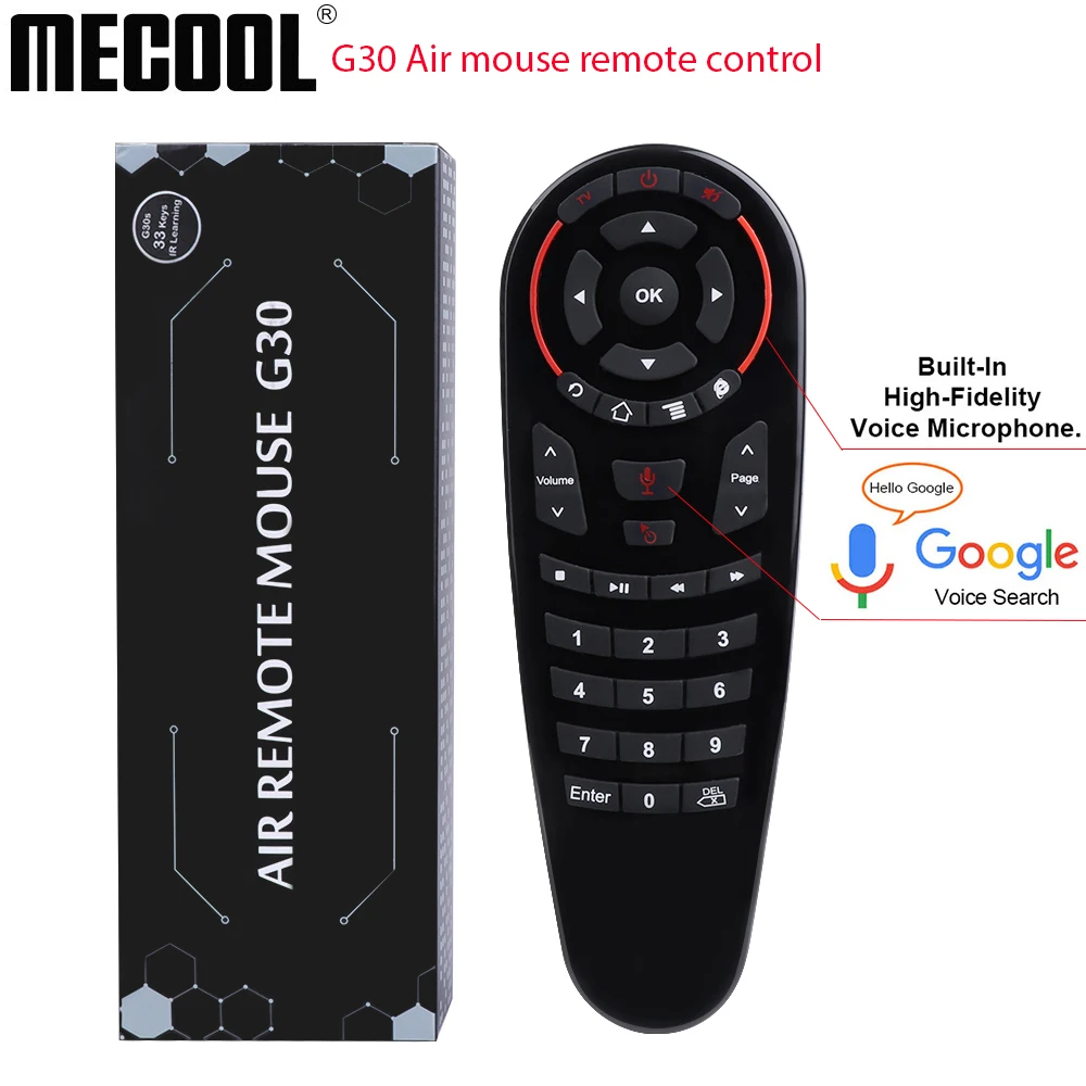 Mecool New G30 air mouse smart remote control 2.4g Wireless Mini Kyeboard IR learning Gyro Sensing  33 keys Game andriod tv box 1111