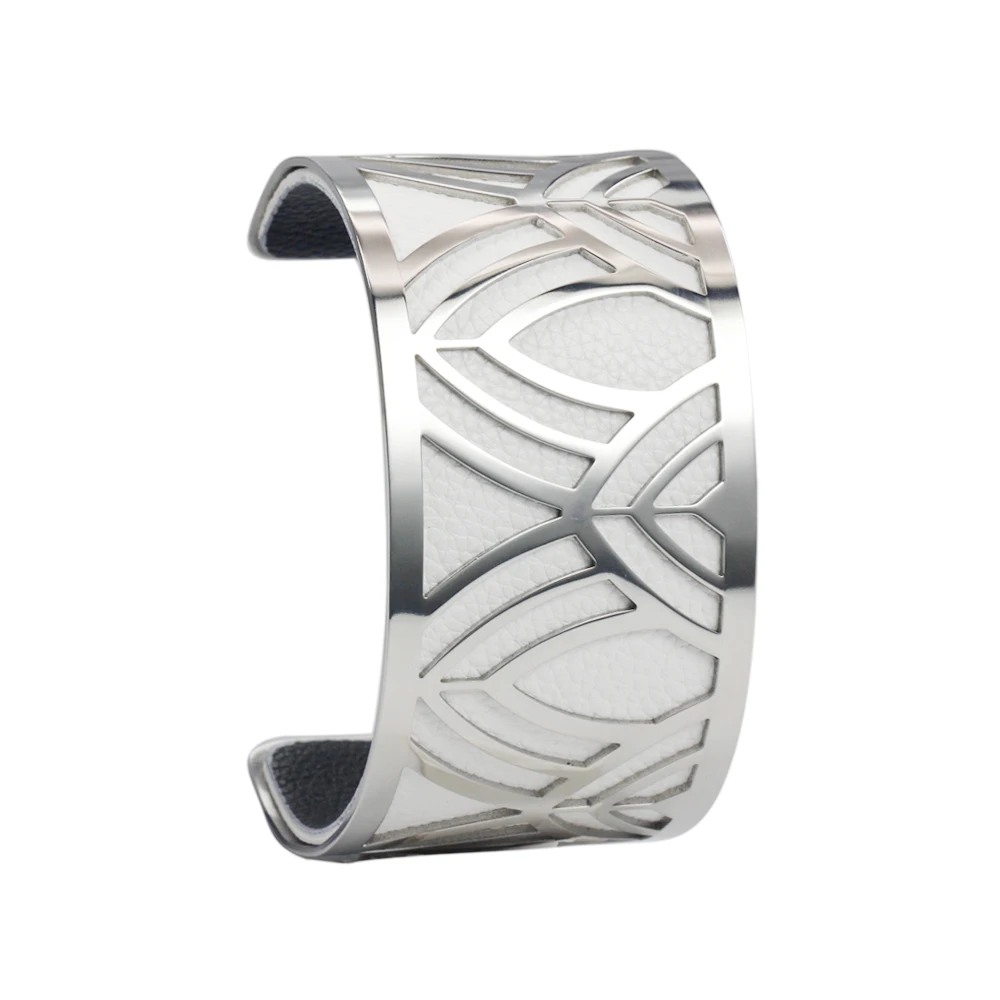 black white Legenstar Argent браслеты и браслеты для женщин Bijoux Браслеты-манжеты браслет из нержавеющей стали манкетный сменный кожаный - Окраска металла: black white