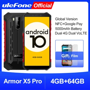 Image 1 - Ulefone שריון X5 פרו מחוספס עמיד למים Smartphone 4GB + 64GB אנדרואיד 10.0 טלפון סלולרי NFC 4G LTE נייד טלפון