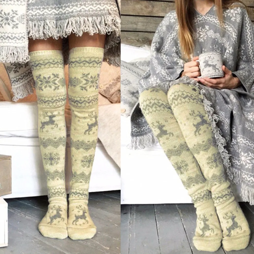 Merry Christmas Compression Socks For Women 3D Print Knee High Boot